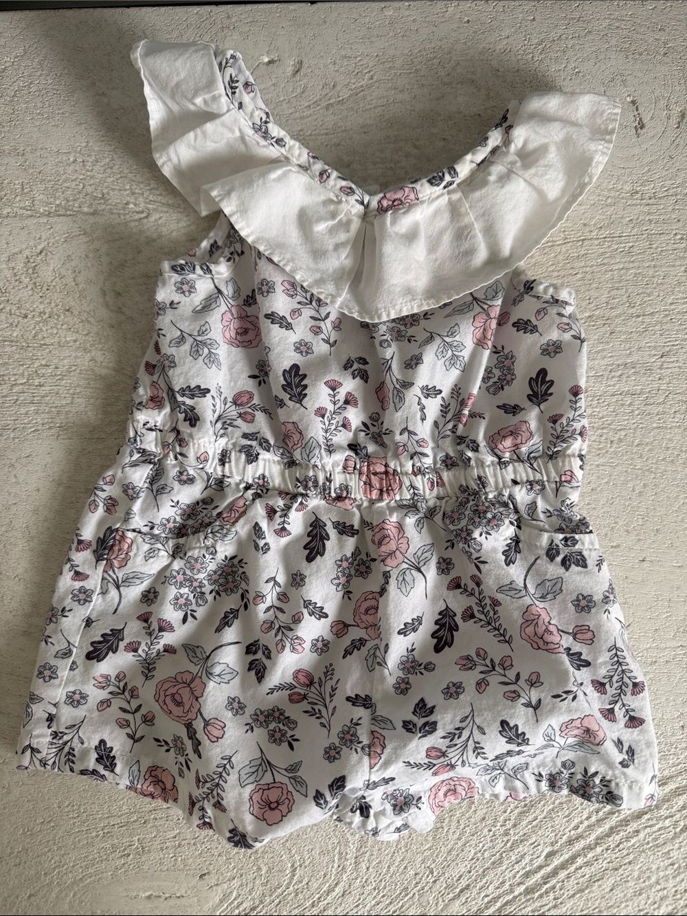 Maggie & Zoe White Romper with Pink Floral Print